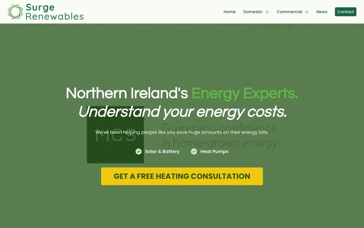 Surge Renewables homepage
